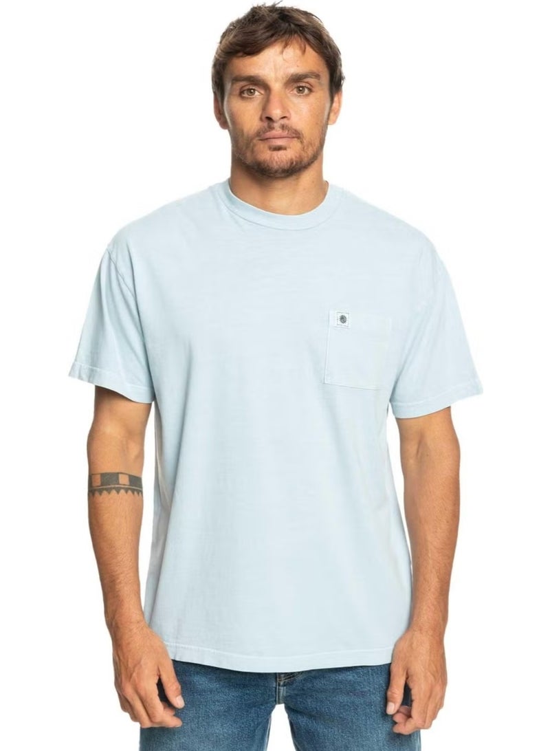 QUIKSILVER تي شيرت رجالي أزرق بياقة دائرية مصبوغ بالأصباغ الطبيعية - Image 1